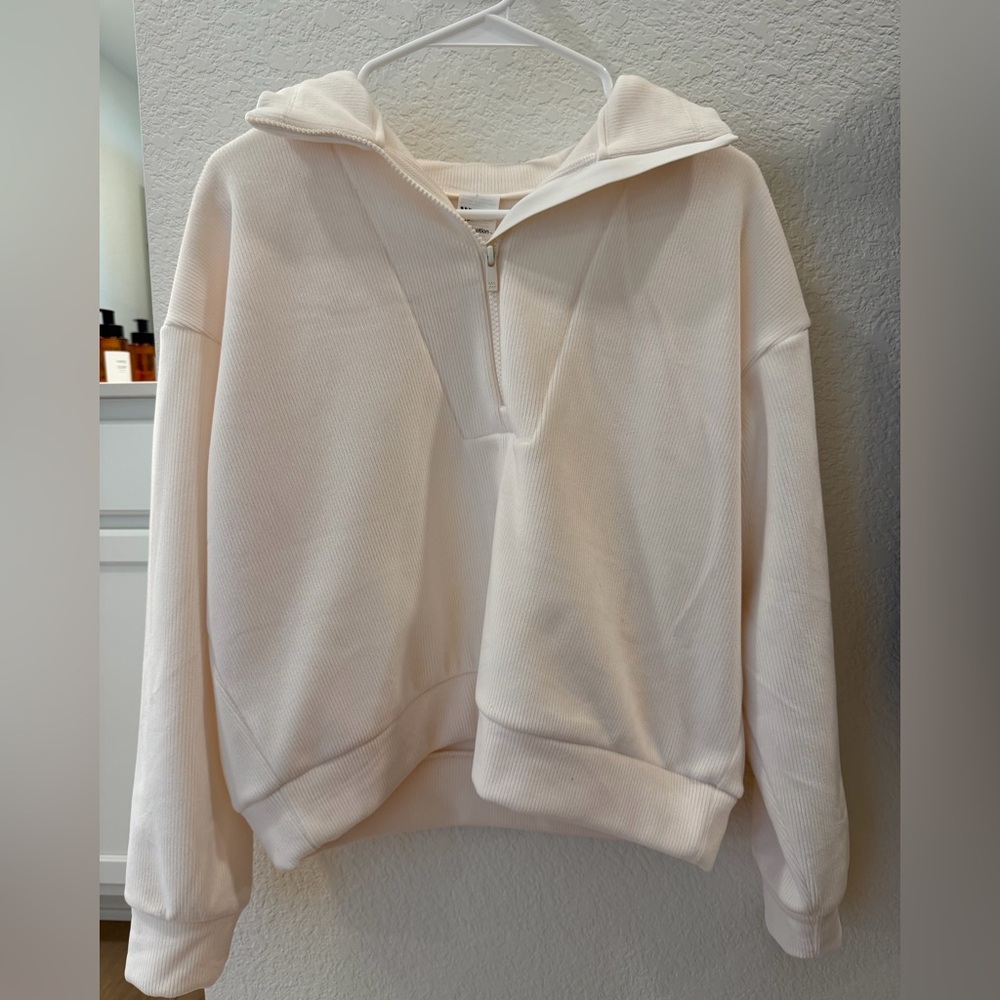 all in motion Cream Half-Zip Hooded Pullover